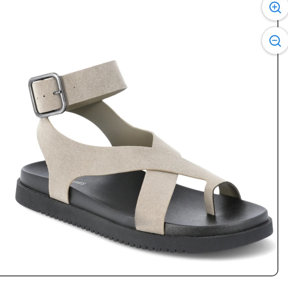 No Boundaries Women's X-Strap Toe Loop Taupe Suede Sandals New with tag size 7